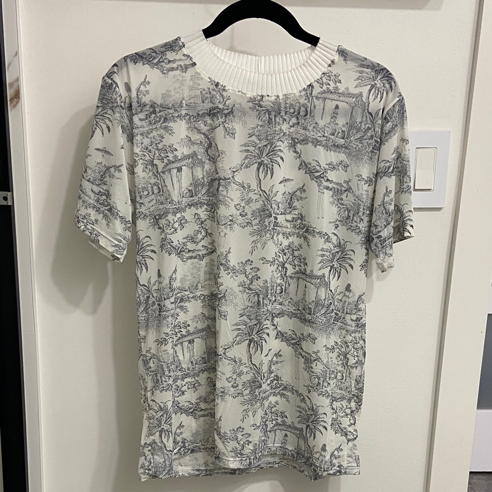 Wolford White & Gray Scenic Print Short-Sleeve Tee